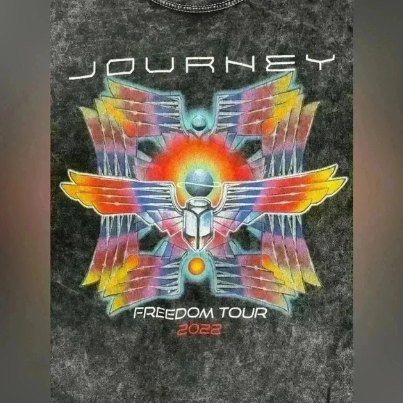 Journey Freedom Tour 2022 Tee Tie Dye Acid Wash Black T-Shirt Short Sleeve XXL - Picture 3 of 9